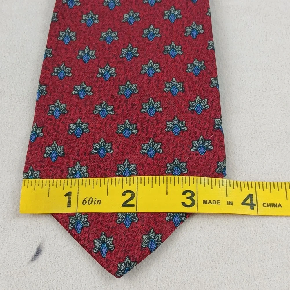 Ermenegildo Zegna 3.5x57 Mens Silk Tie Woven Geometric Lightweight‎
